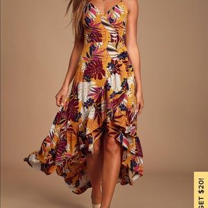Lulus Vacation Days Tropical Print High-Low Dress